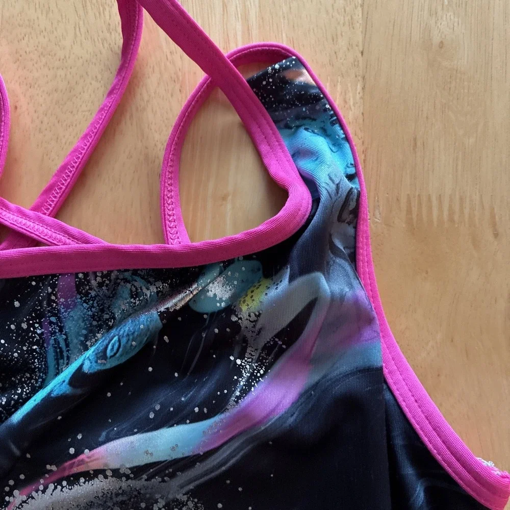 Justice Dance Leotard Size 12/14 Large Cosmic Swirl